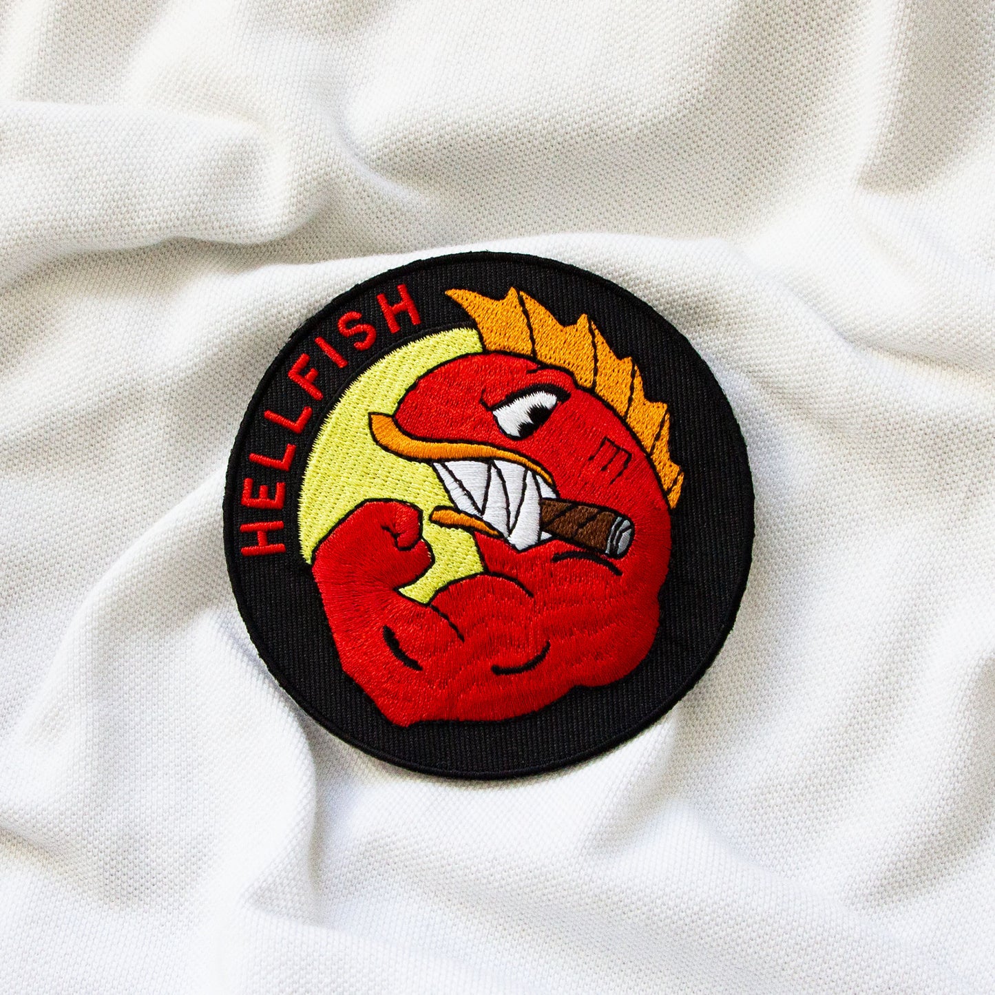 Flying Hellfish Iron-on Patch