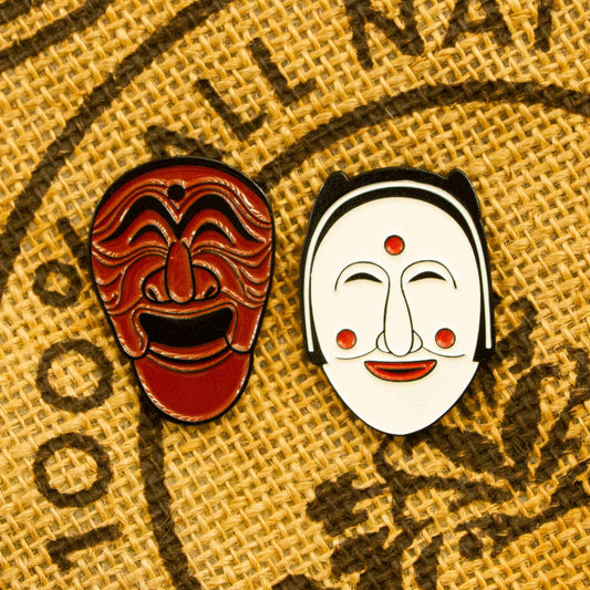 Hahoetal Korean Mask (Yangban & Kaksi) Enamel Pin Set