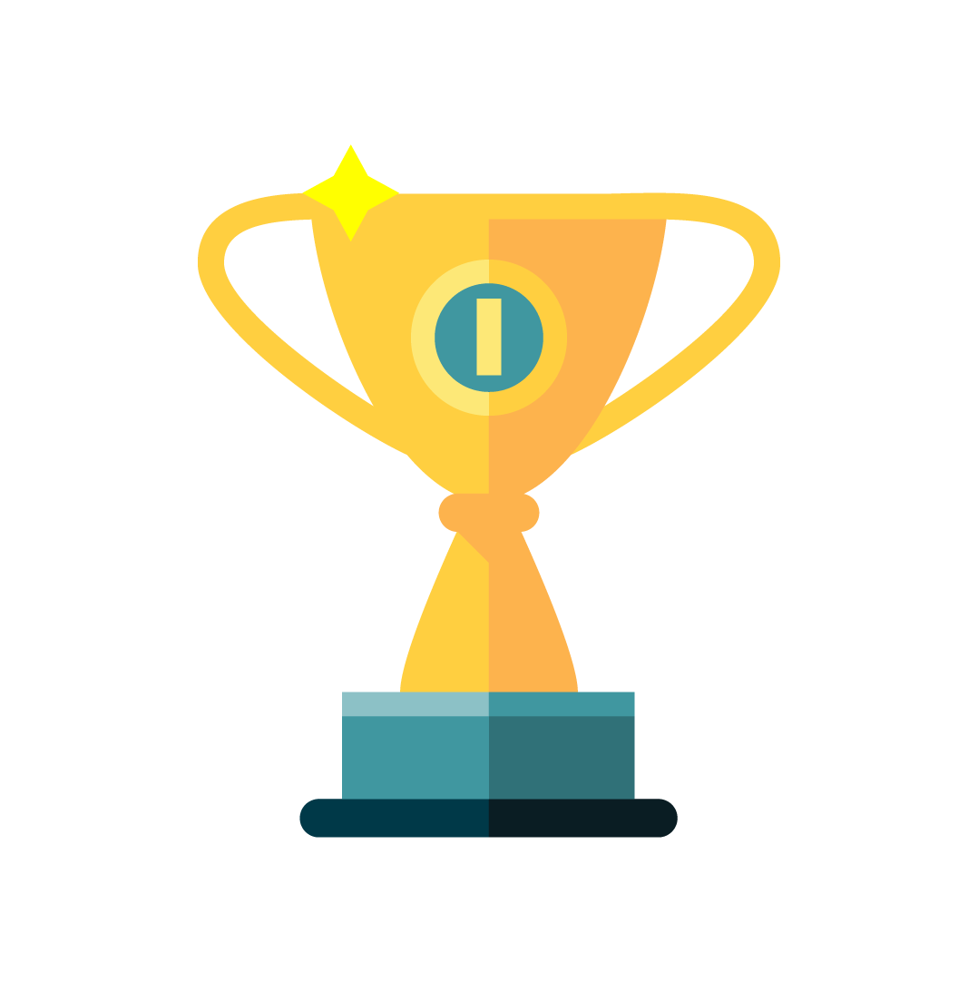 A vector graphic of a sparkling trophy.