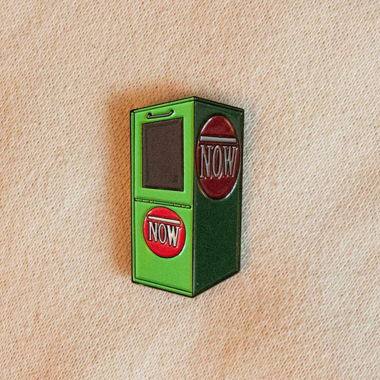 Now Magazine Box Soft Enamel Pin