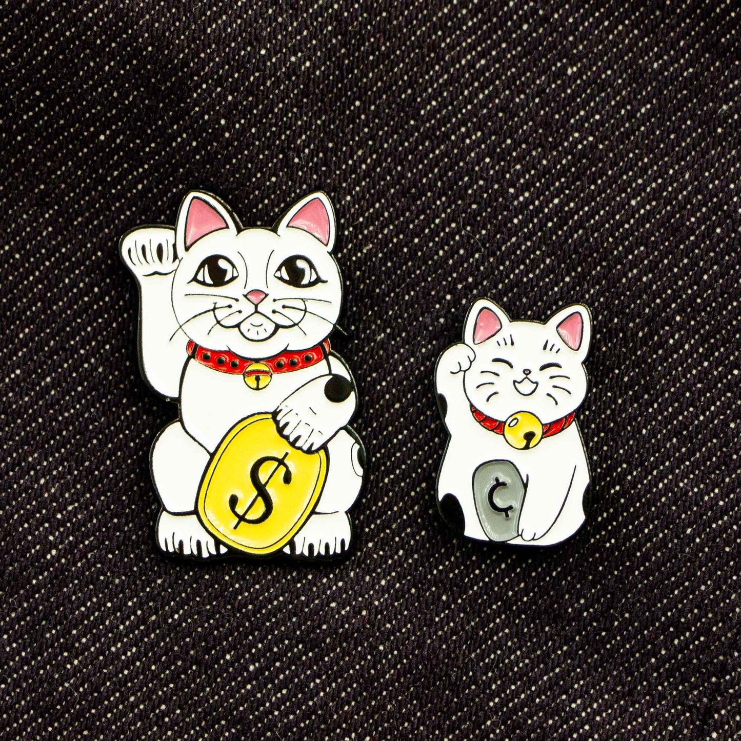 Lucky Cat & Kitten Soft Enamel Pin Set